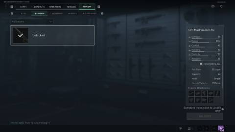 The SR9 in Delta Force's Armory menu