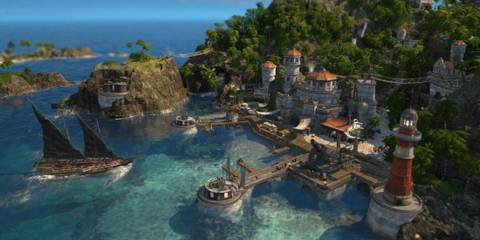 A Ship in Harbor in Anno 1800