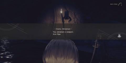 The Player Getting The Iron Pipe From Fishing 