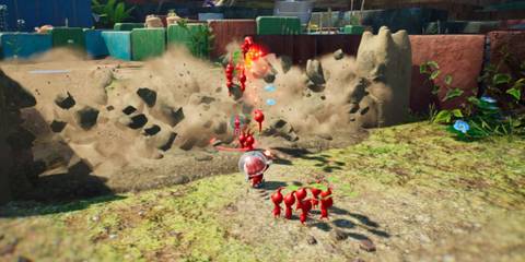 Pikmin from Pikmin 4 Destroying a Wall
