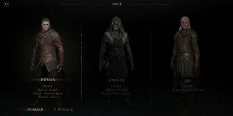 The Class Selection Screen from Dungeonborne