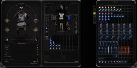 The Player Inventory Menu in Dark and Darker