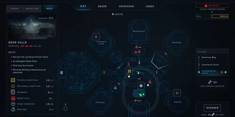 The Map Interface from Aliens: Dark Descent