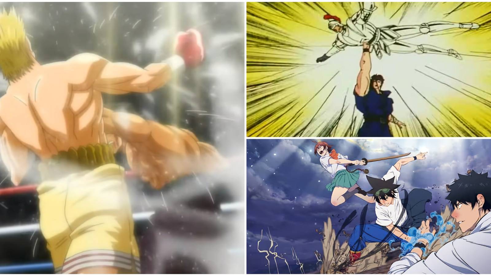 Hand To Hand Combat Anime- Hajime no Ippo Fist of the North Star The God of High School
