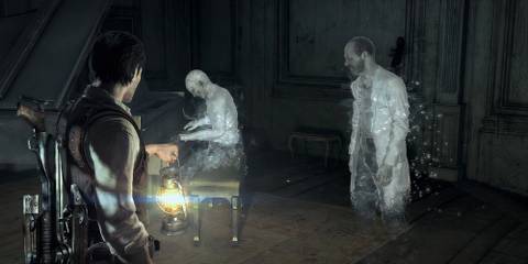 A cutscene featuring characters in The Evil Within