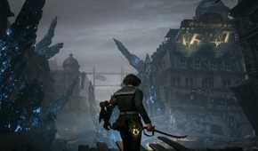 A Key Frame From Lies Of P Showing The Protagonist Preparing To Scale A Ruined Building