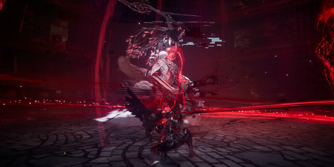 A Key Frame From The Ninja Gaiden 4 Reveal Trailer Revealing Yakumo Successfully Dodging A Boss's Attack