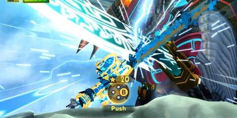 A Quick Time event during one of the boss fights.