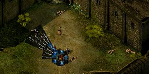 A tactical radial menu displayed in The Temple of Elemental Evil