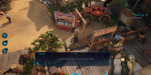 A western town setting in GameDec, showcasing character interactions and the diversity of environments in the game