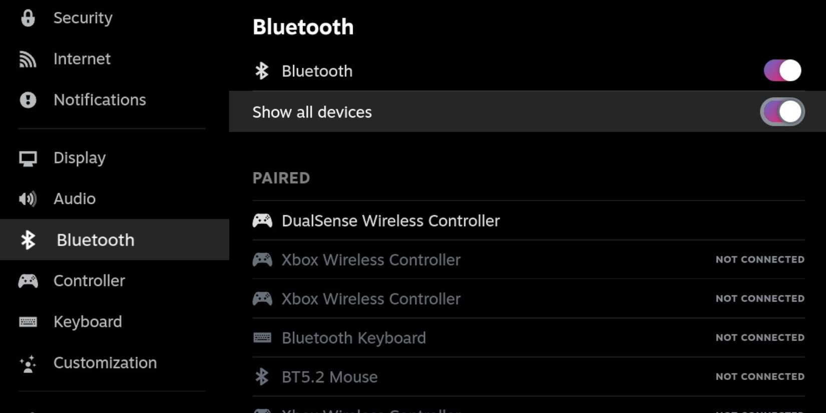 Activating Bluetooth on Steam Deck