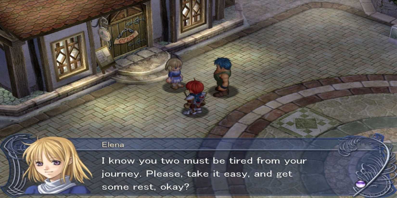 Adol Christin talking to Elena in Ys 3 The Oath In Felghana