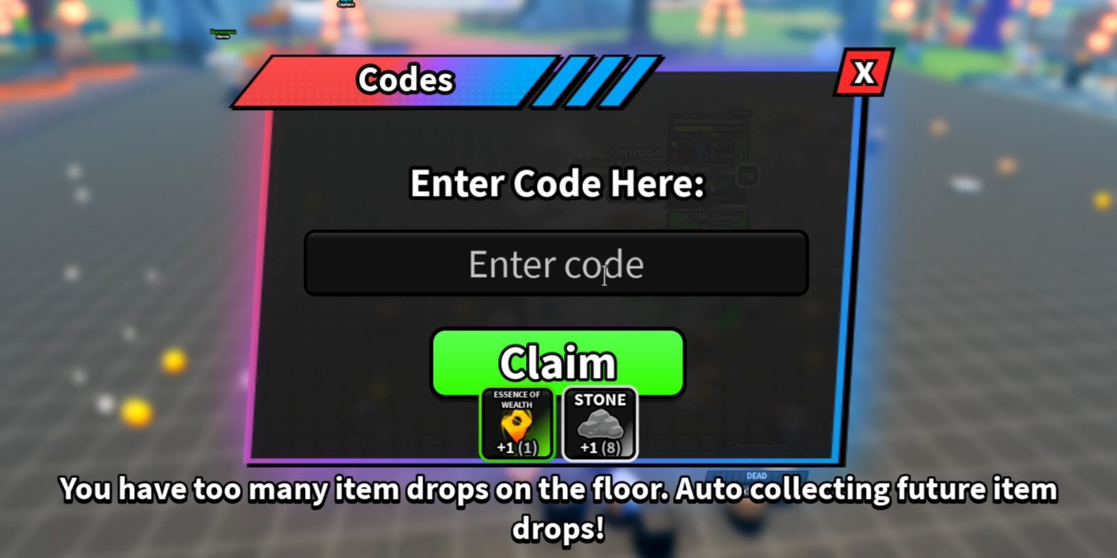 Anime Immortals Codes Tab