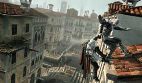Assassin's Creed 2 Ezio throwing a guard off a roof