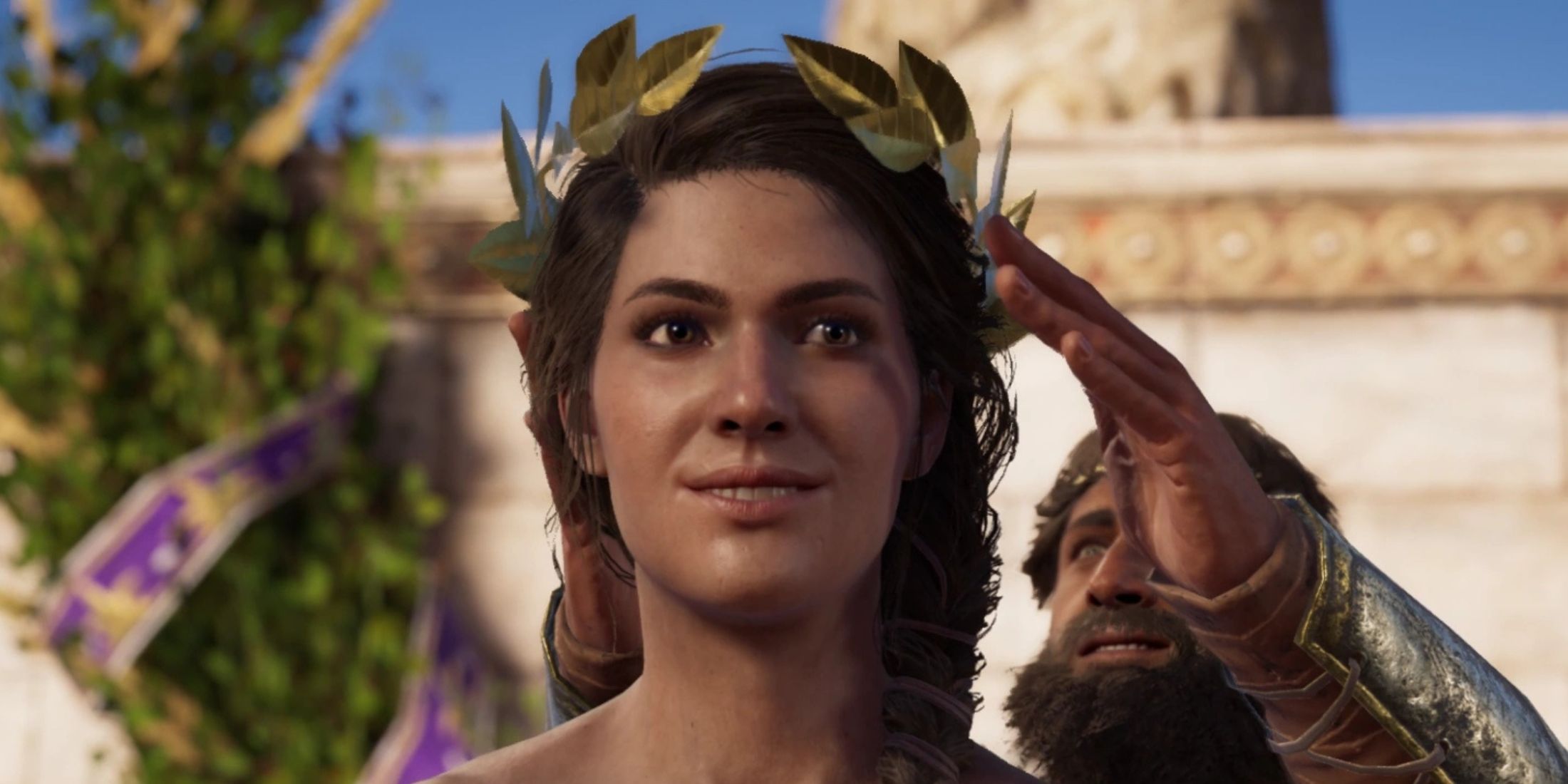 Kassandra getting crowned as the Olympic Champion in Assassin's Creed: Odyssey (2018)