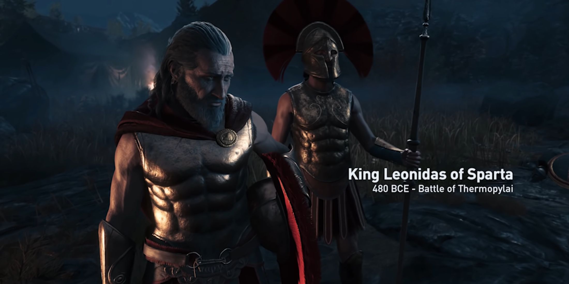 King Leonidas observes the battlefield in Assassin's Creed: Odyssey (2018)