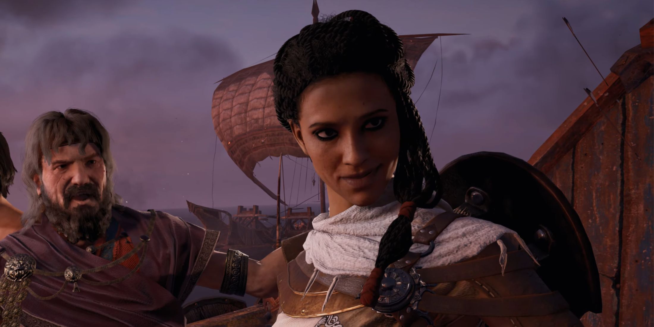 Aya commandeering Cleopatra's navy in Assassin's Creed: Origins (2017)