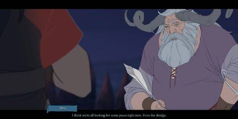 Player engaging in dialogue in The Banner Saga 3