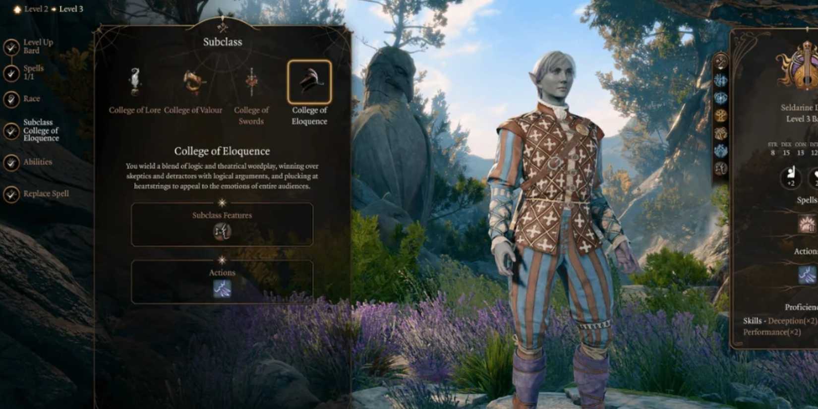 BG3 Bard College of Eloquence mod in the character creation