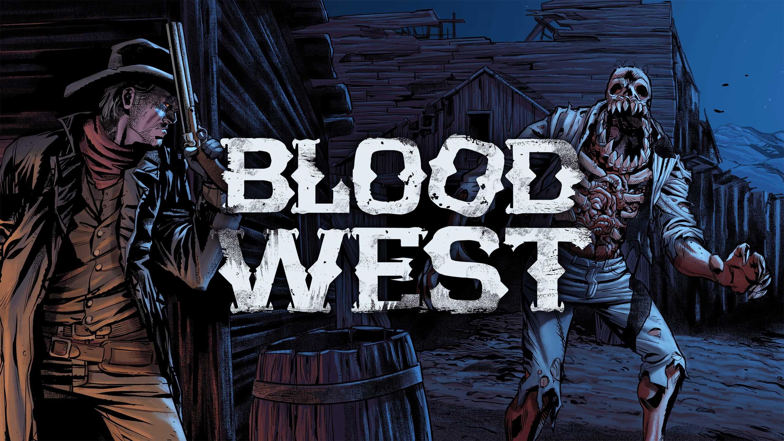 Tampilan game Blood West, dengan suasana gelap dan menyeramkan