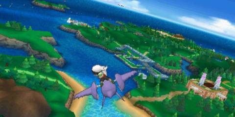 Brendan flying around Hoenn with Mega Latios.