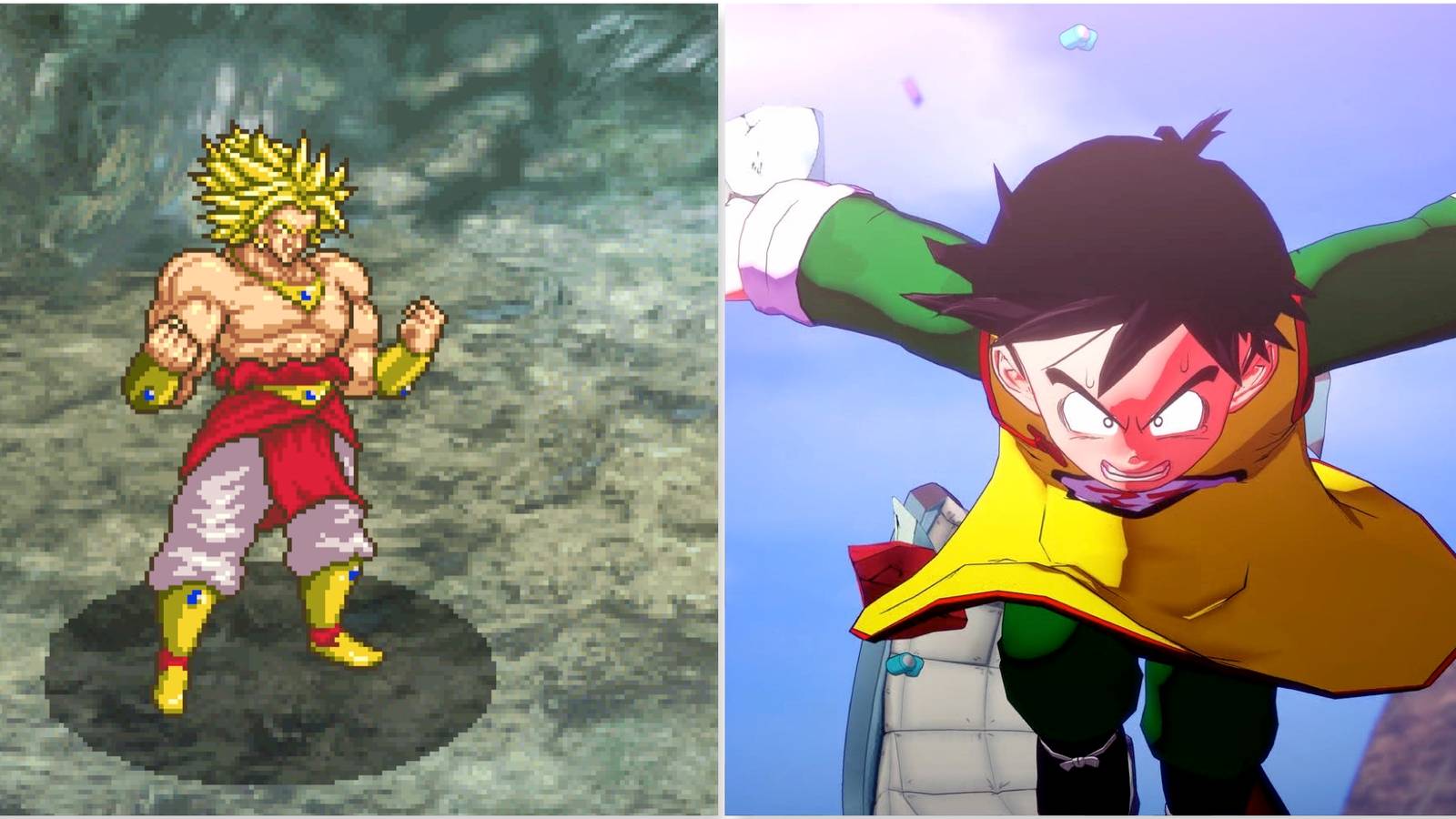 Broly in in Dragon Ball Z Attack of the Saiyans and Gohan in Dragon Ball Z Kakarot