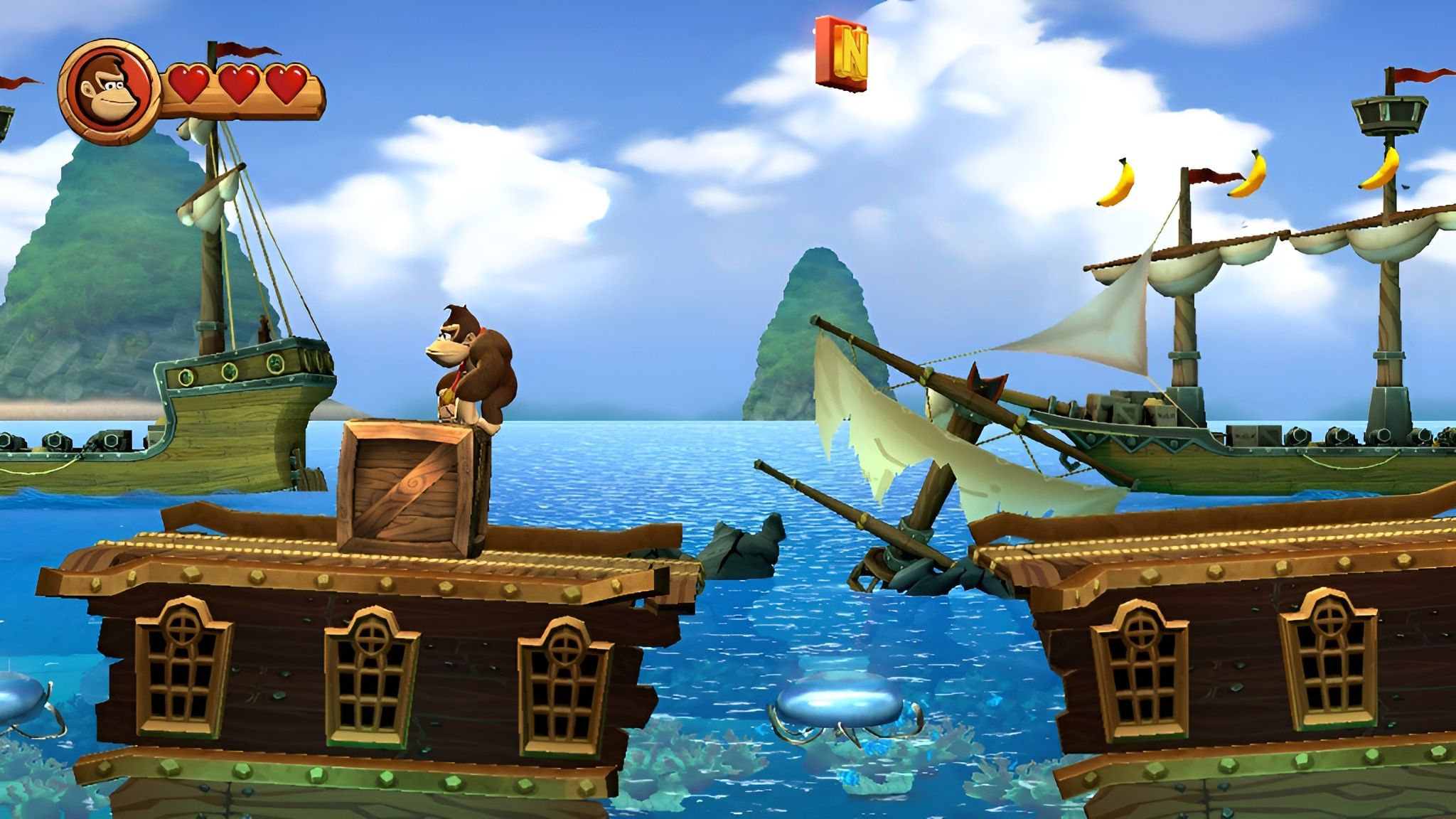 Image of kong letter N in Donkey Kong Country Returns HD