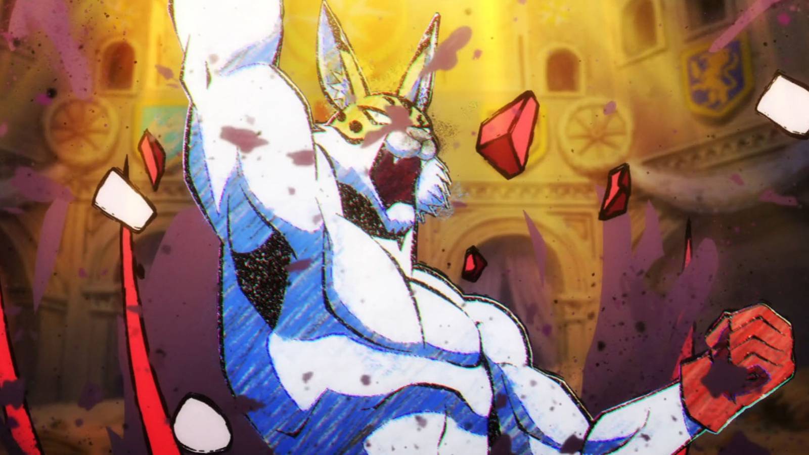 Serval Cat Mask rips apart a Void monster from the inside in Zenshu.