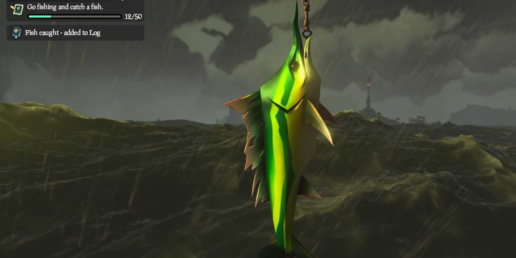 Catching a Wild Stormfish in Sea of Thieves