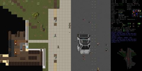 Player surrounded by zombies in city