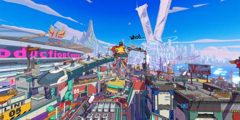 Chai jumps and takes a look at the entire city.