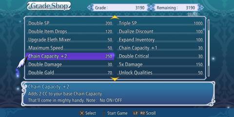 Chain Capacity +2 Grade in Tales of Graces f Remastered