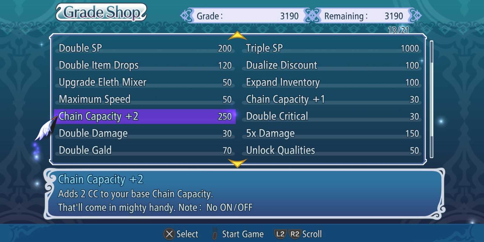 Chain Capacity +2 Grade in Tales of Graces f Remastered