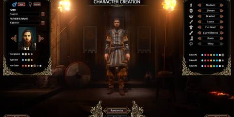 Character creation screen with customization options in Expeditions Viking, an underrated isometric RPG