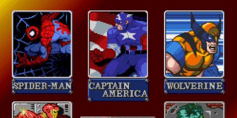 Character select screen in Marvel Super Heroes In War Of The Gems