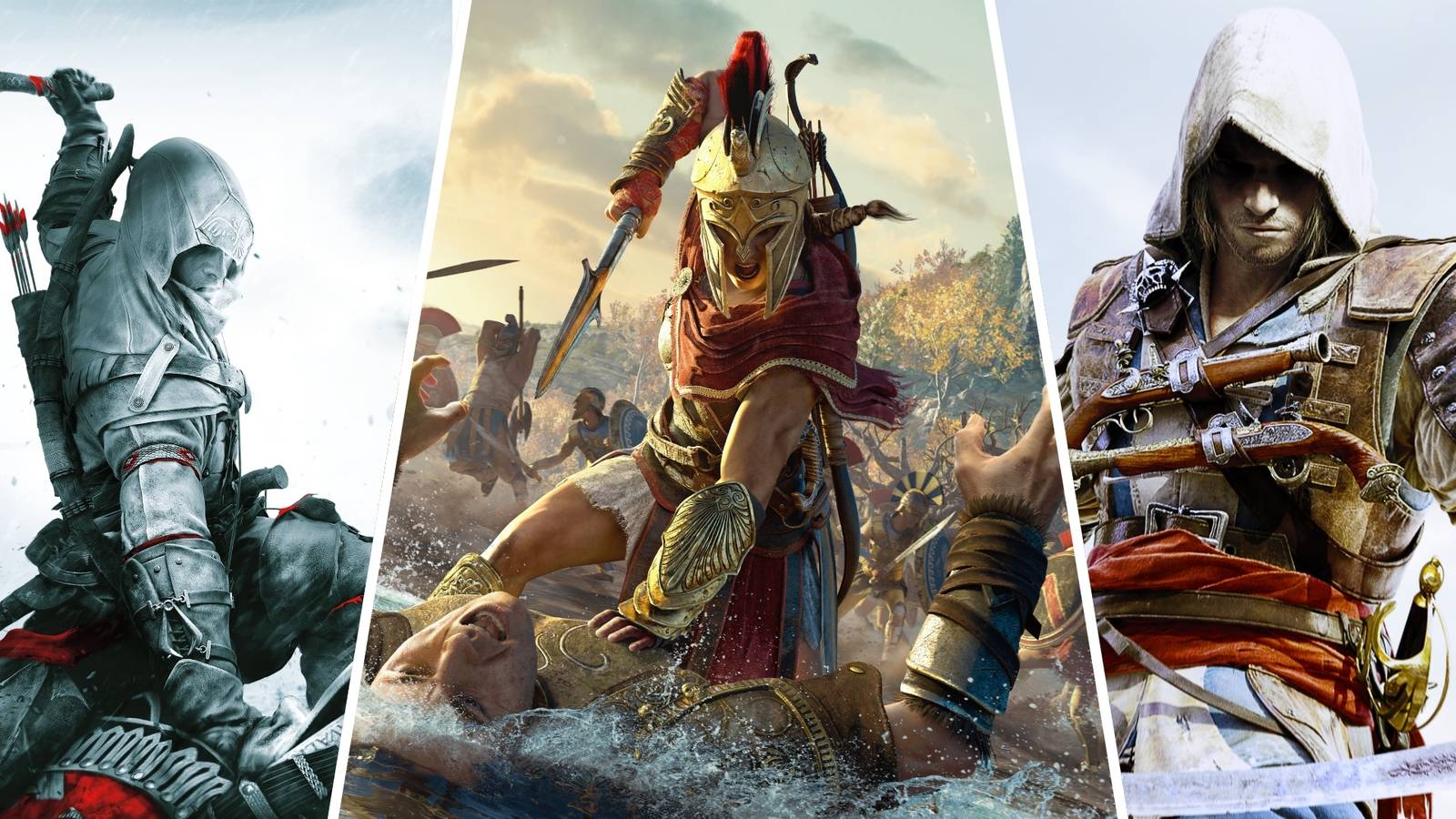 Connor, Kassandra and Edward, protagonists of Assassin's Creed