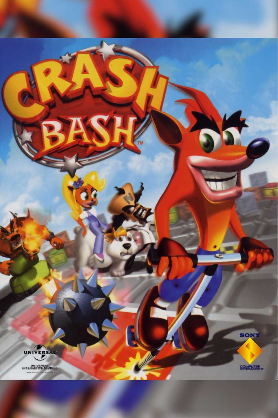 Crash Bash video game cover art tag