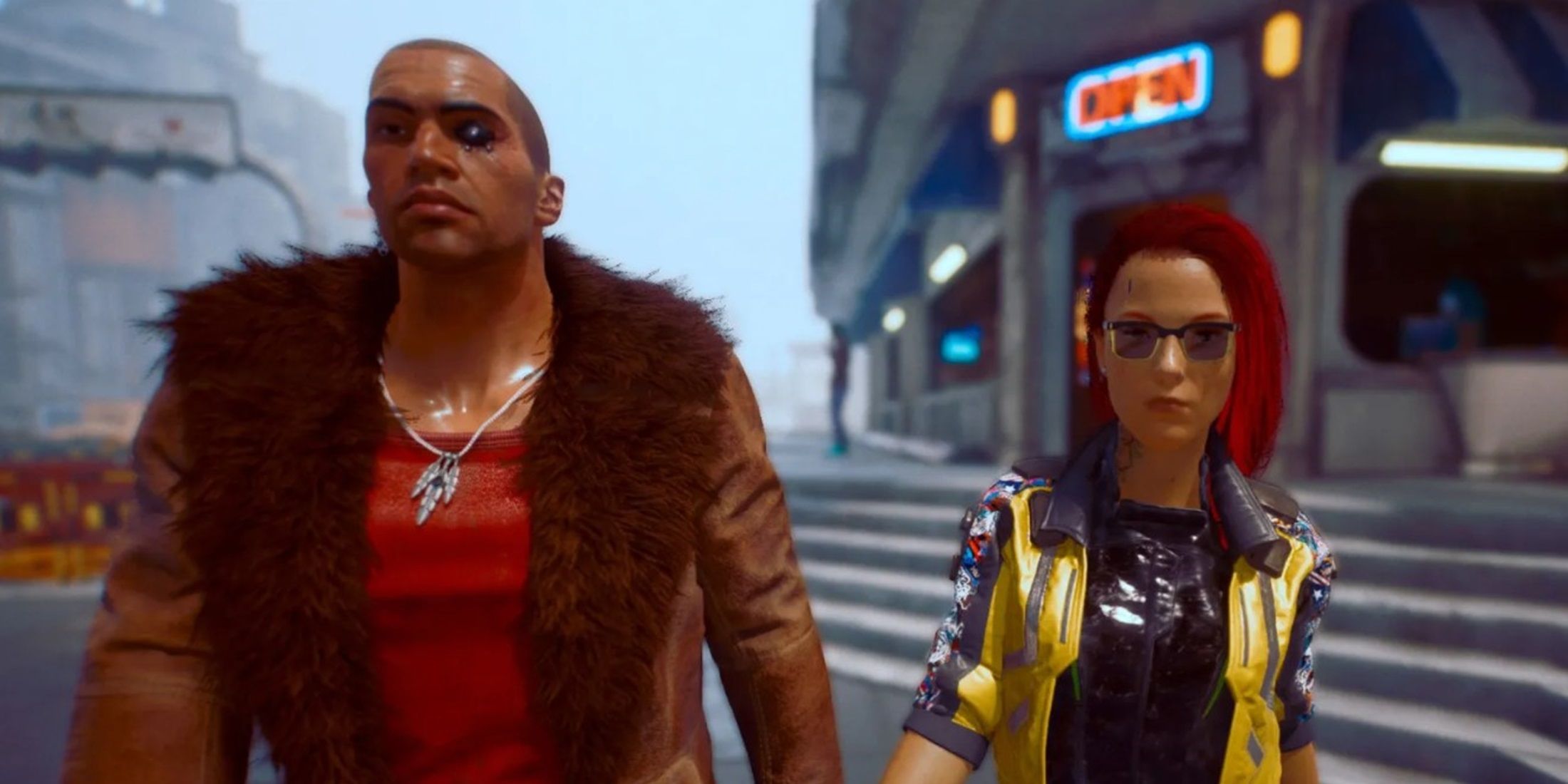 River Ward holding hands with a character from Cyberpunk 2077