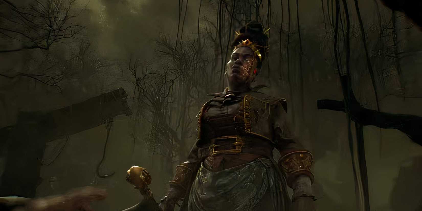 Dead By Daylight Houndmaster looking down towards viewer