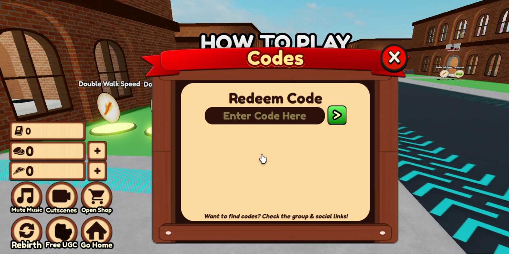 DESTROY AN EVIL PIZZERIA the codes tab