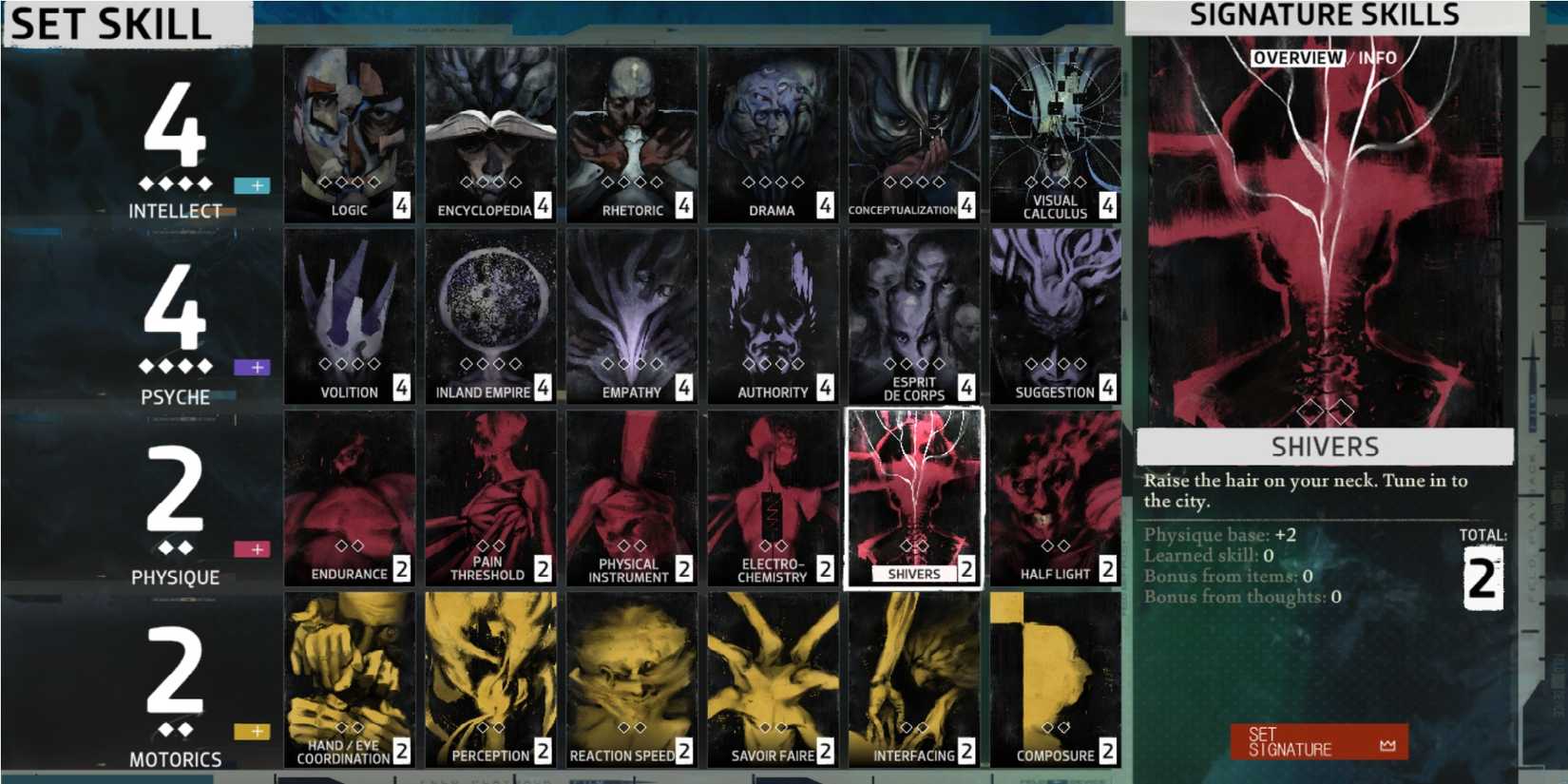 Disco Elysium skills shivers