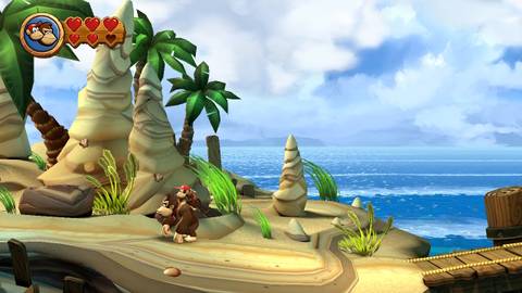 Image of the beginning of Peaceful Pier in Donkey Kong Country Returns HD