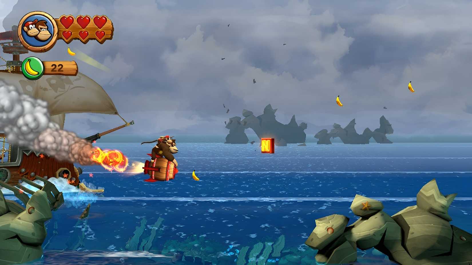 Image of letter N in Peaceful Pier in Donkey Kong Country Returns HD