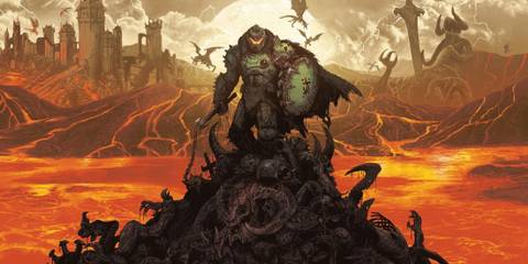 Doom the Dark Ages Doom Slayer on a Pile of Bodies