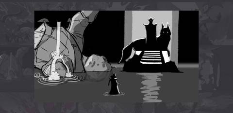 Dragon Age: The Veilguard concept sketch Solas on throne