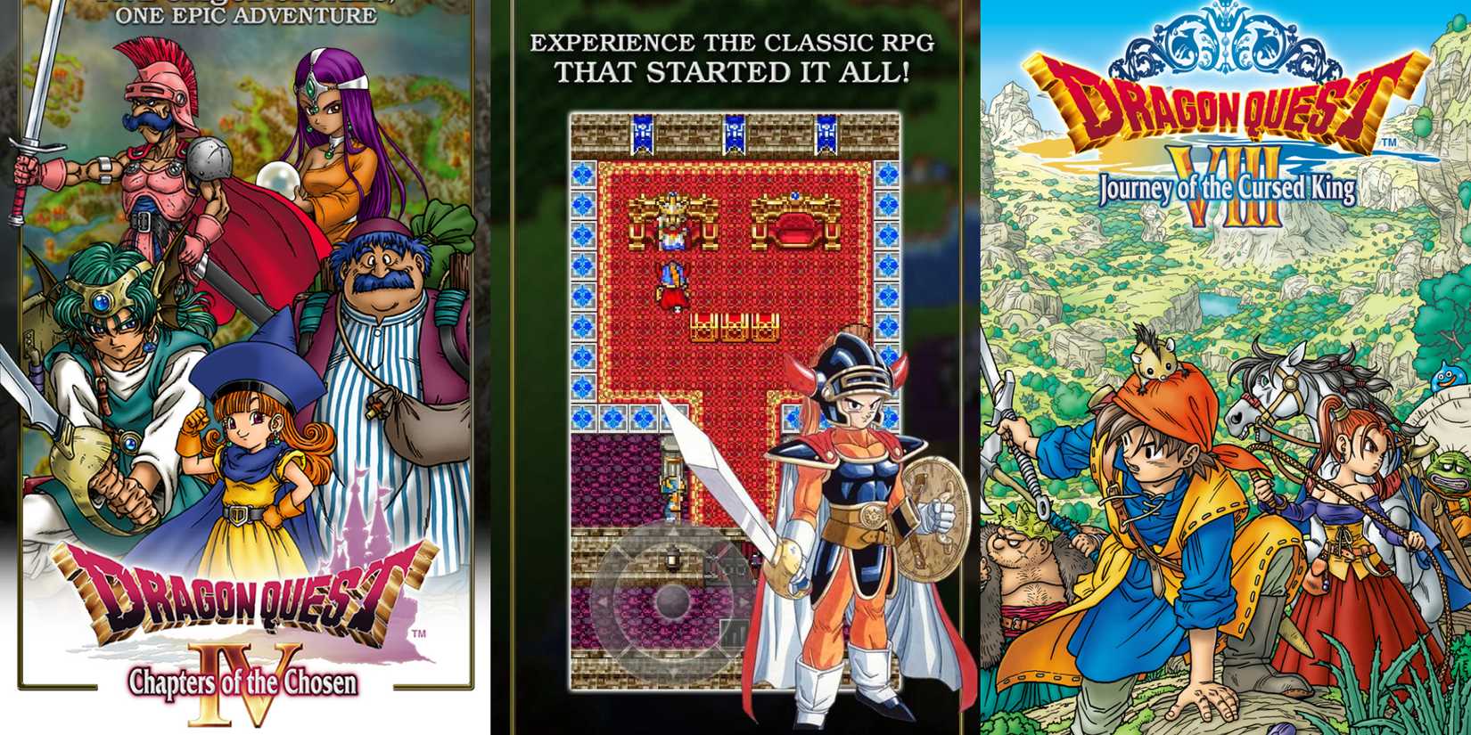 Dragon Quest games cover arts, Dragon Quest 1,4 and 8