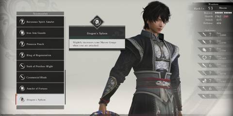 Dragon’s Spleen accessory in Dynasty Warriors Origins