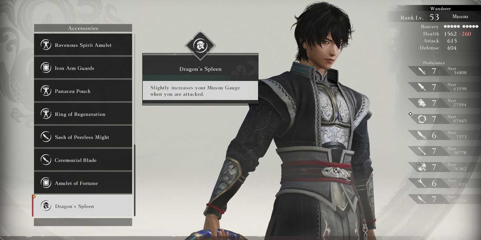 Dragon’s Spleen accessory in Dynasty Warriors Origins
