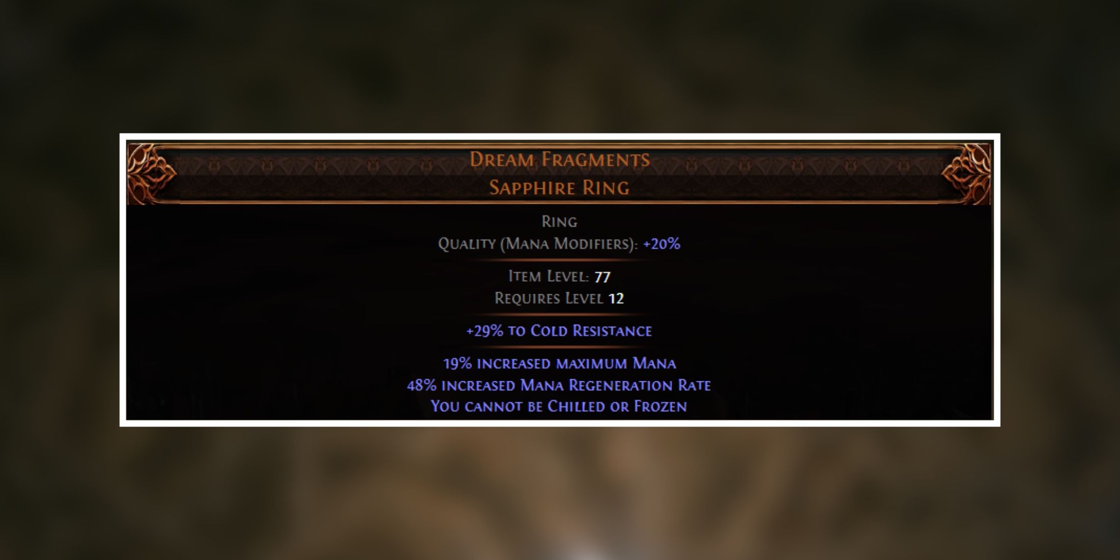 Dream Fragments Sapphire Ring in path of exile 2