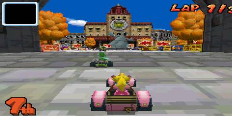 peach driving behind yoshi